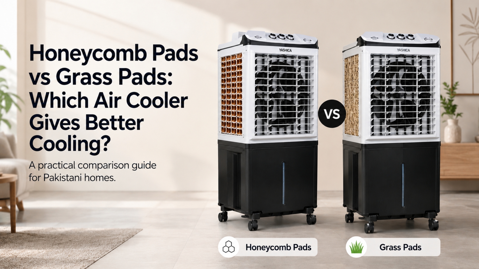 Honeycomb Pads vs Grass Pads: Which Air Cooler Gives Better Cooling? A practical comparison guide for Pakistani homes.